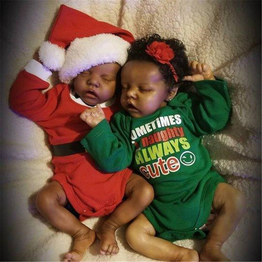 17" Sweet Sleeping Dreams African American Reborn Twins Sister Debbie and Joanne