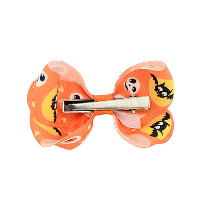 Halloween cartoon print bow barrettes