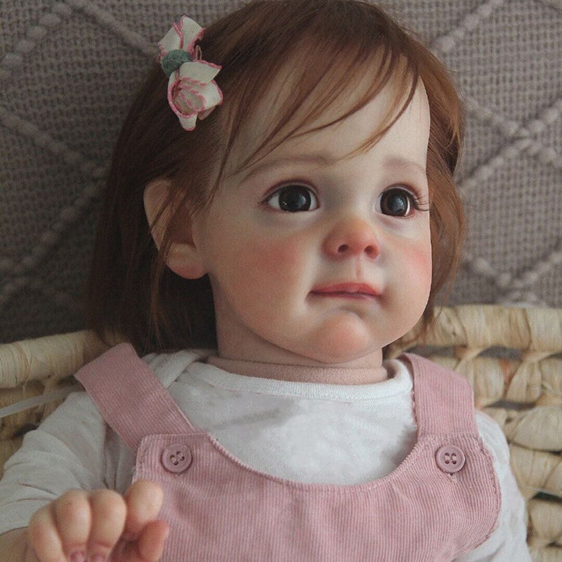 22 Inches Sweet Larry Brown Eyes Reborn Doll Girl- Maggie Series