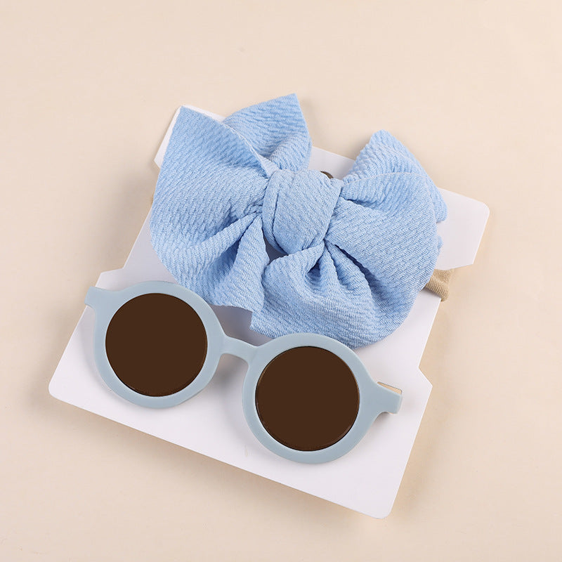 Bow Nylon Headband Sunglasses Two-Piece Set