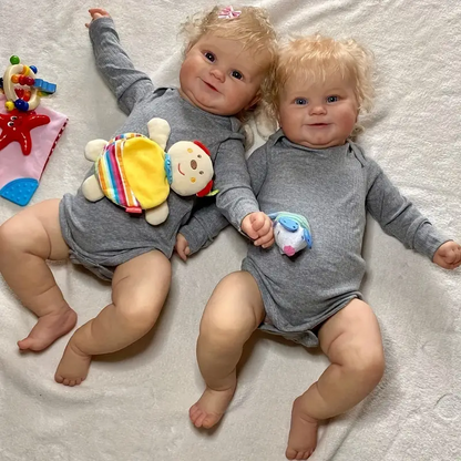 20 Inches Lifelike Sally and Silver Open Eyes Reborn Twins Dolls