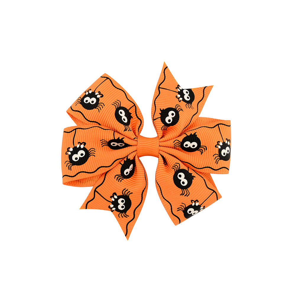 Halloween ribbed band bowknot children barrettes