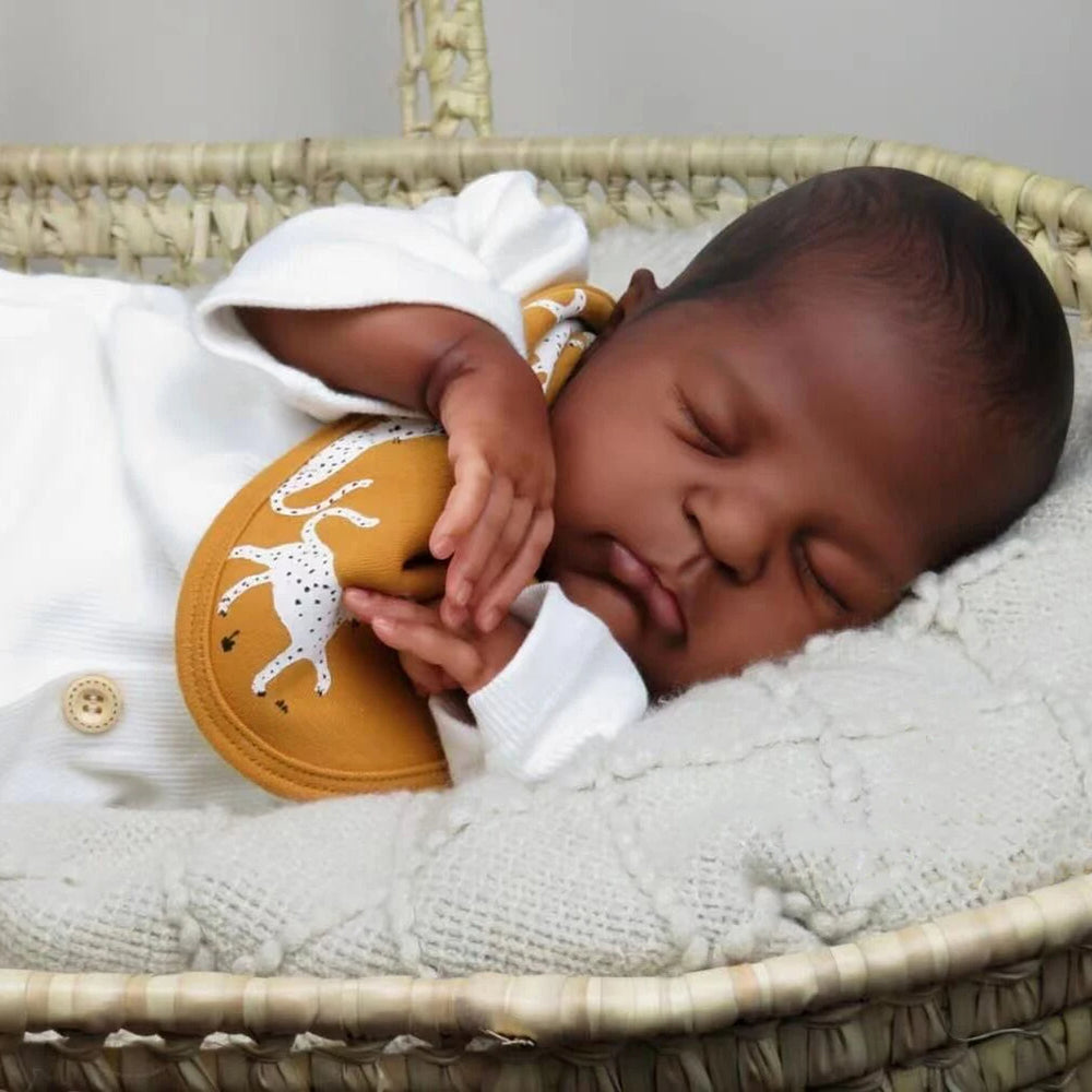 Duke 20 inch African American Reborn Dolls with Closed Eyes-Remi