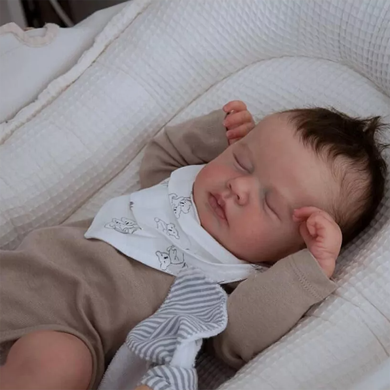 20 Inches Reborn Doll Boy With Closed Eyes And Brown Hair