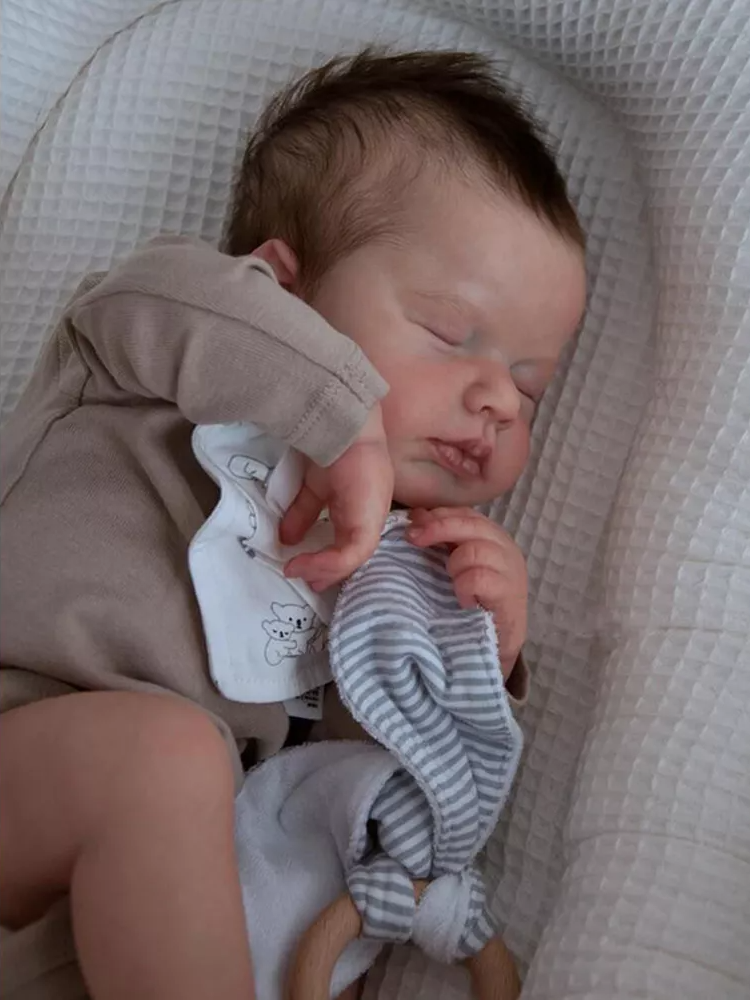 20 Inches Reborn Doll Boy With Closed Eyes And Brown Hair