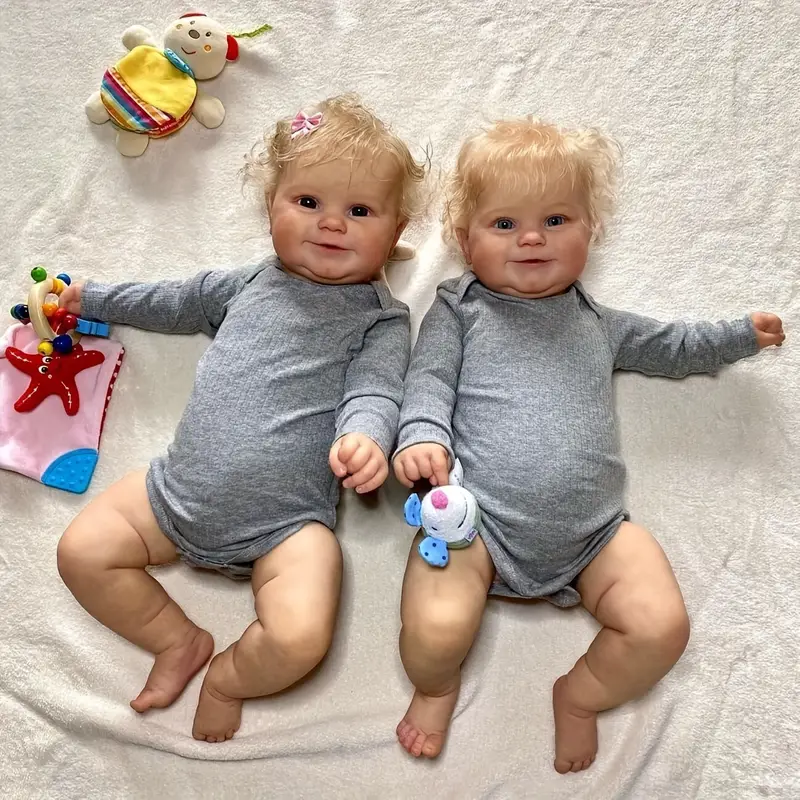 20 Inches Lifelike Sally and Silver Open Eyes Reborn Twins Dolls