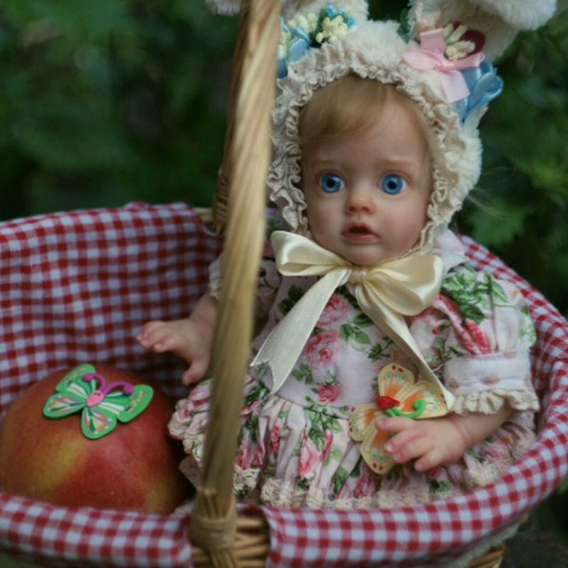 12 Inches Sweet Sabrina Short Blonde Hair Open Eyes Reborn Doll Girl-Flo Fairy Serie