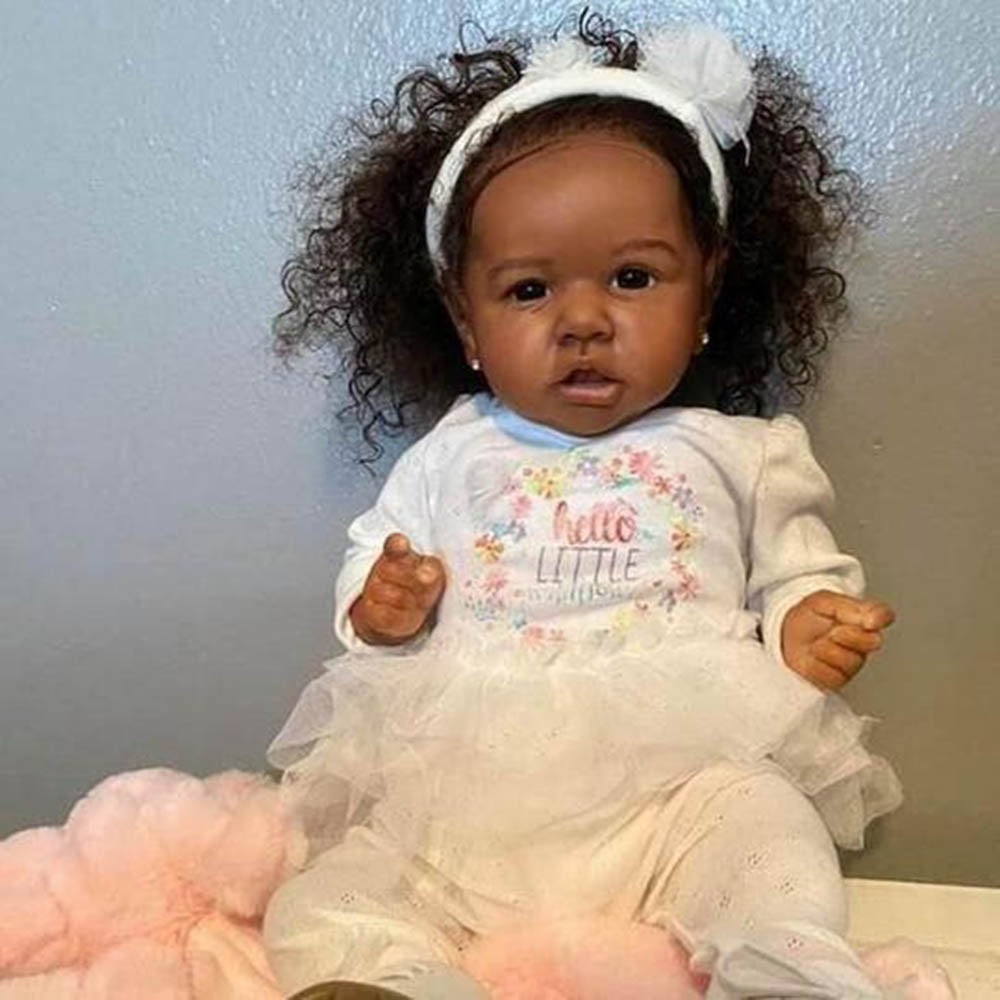 Real life 22 Inches Little Diaz Reborn Baby Doll African American Baby Girl-Saskia Series