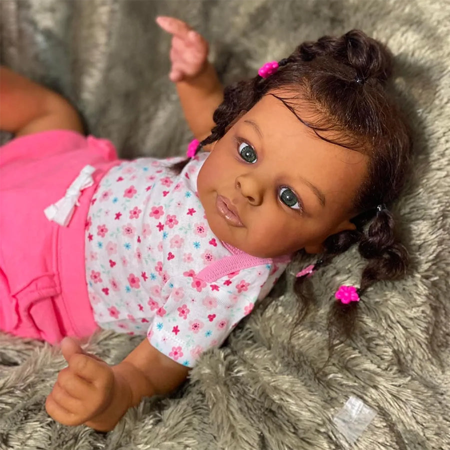 Renee 24 Inches 60cm Open Eyes Dark Skin Reborn Doll-Jaylan