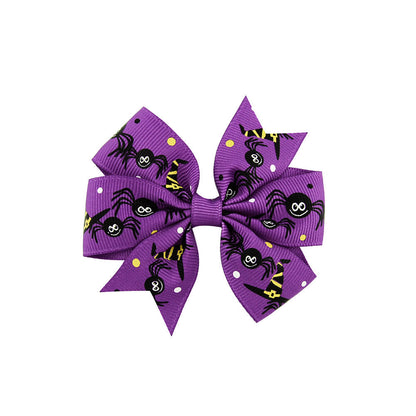 Halloween ribbed band bowknot children barrettes