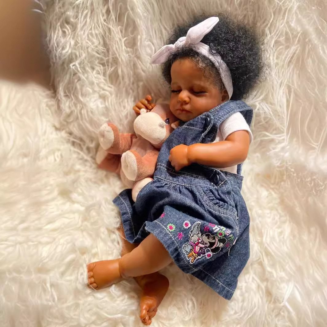 Zora 20 Inches Closed Eyes African American Reborn Dolls-Loulou