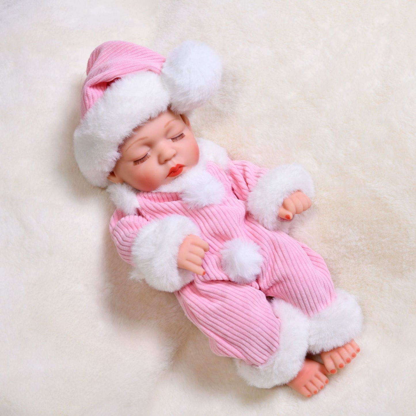 30cm Mini Sleeping Reborn Baby Girls With Pink Cloth