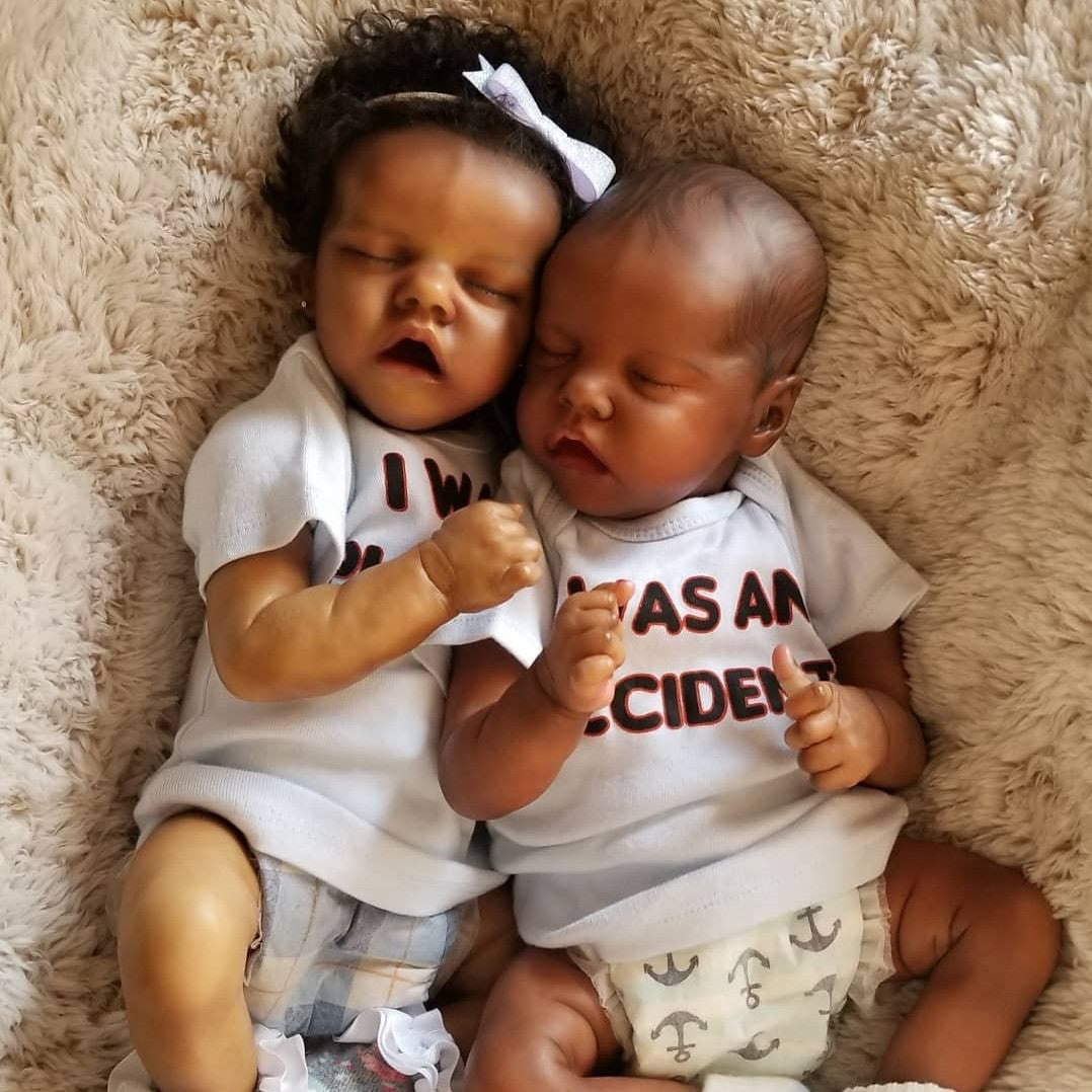 17'' Lifelike Wayne and Tyrone Reborn Dolls Twins Brother and Sister