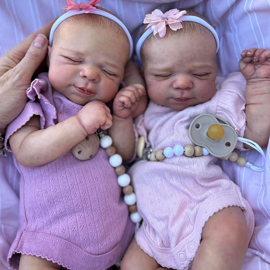 19 Inch Bertha and Beatrice Realistic Sleeping Reborn Doll Twin Sisters-Pascale