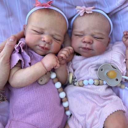 19 Inch Bertha and Beatrice Realistic Sleeping Reborn Doll Twin Sisters-Pascale