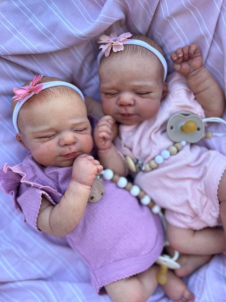 19 Inch Bertha and Beatrice Realistic Sleeping Reborn Doll Twin Sisters-Pascale