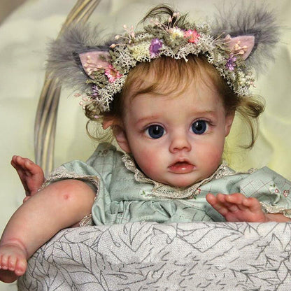 12 Inches Gloria Short Blonde Hair Open Eyes Reborn Doll Girl-Flo Fairy Serie