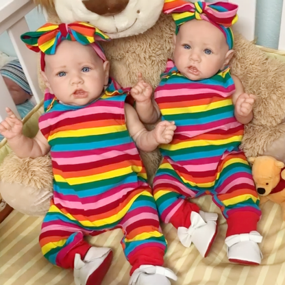 22'' Twin Sisters Little Veda and Sariah Reborn Baby Doll Girl-Saskia Series