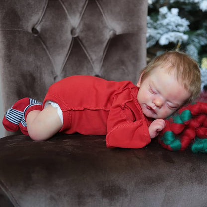 19 Inches Closed Eyes and Blonde Hair Reborn Dolls with Christmas Clothes-Sam