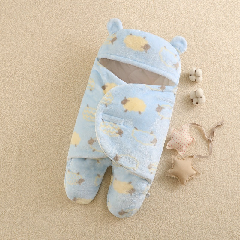 Flannel Split Legs Pink/Blue Lamb Printed Sleeping Bag For 16-24 Inches Reborn Dolls