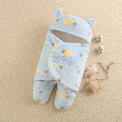 Flannel Split Legs Pink/Blue Lamb Printed Sleeping Bag For 16-24 Inches Reborn Dolls