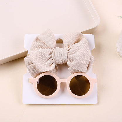 Bow Nylon Headband Sunglasses Two-Piece Set