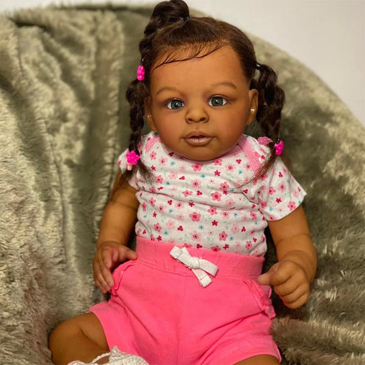 Renee 24 Inches 60cm Open Eyes Dark Skin Reborn Doll-Jaylan