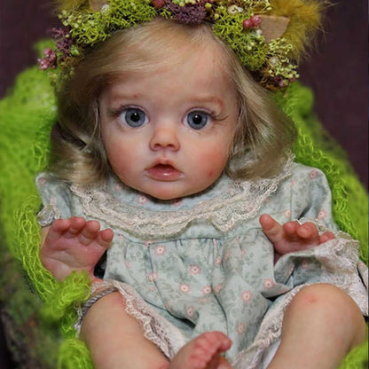 12 Inches Gloria Short Blonde Hair Open Eyes Reborn Doll Girl-Flo Fairy Serie