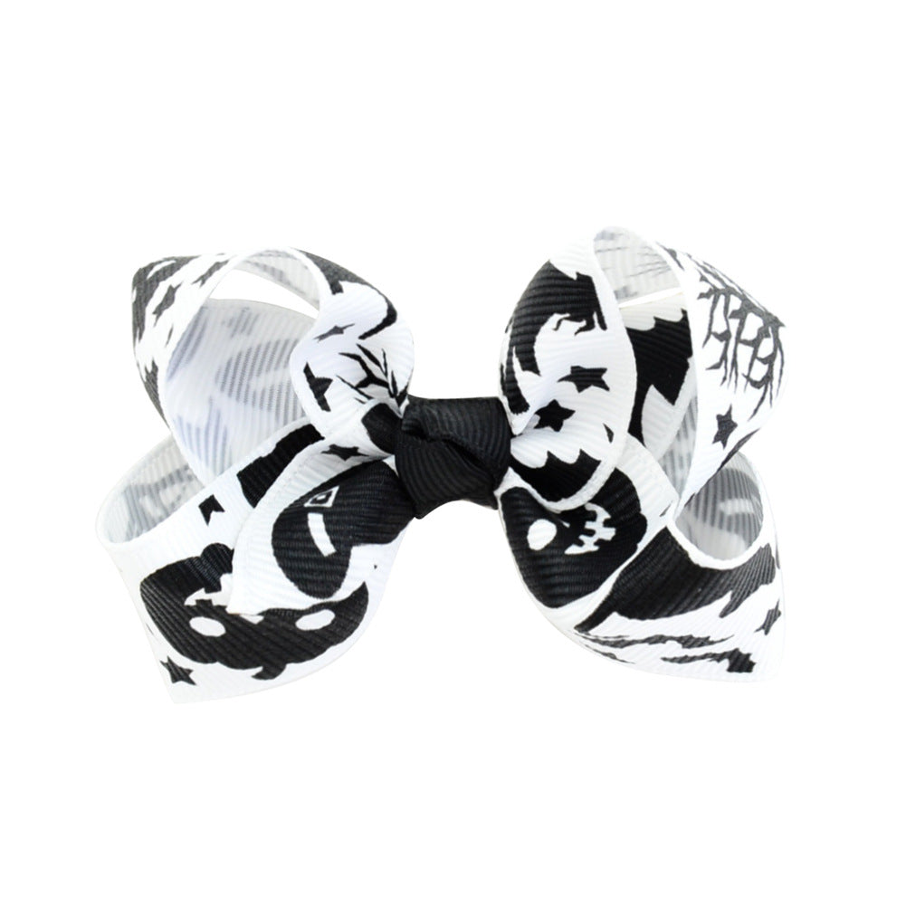 Halloween cartoon print bow barrettes