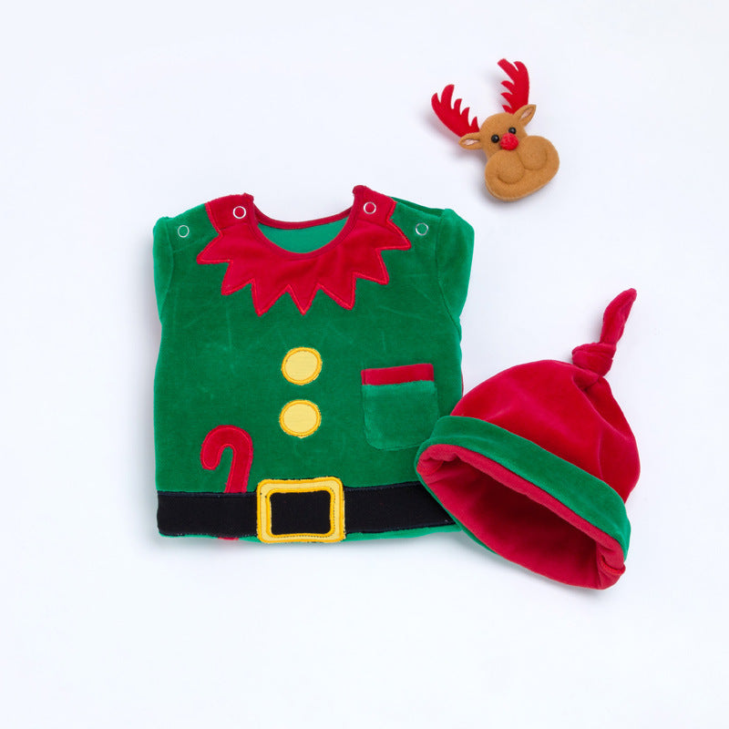 Long Sleeve Coral Fleece Christmas Jumpsuit for 20-28 Inches Dolls