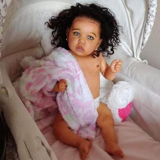 22'' Elsie Reborn Baby Doll Girl African American Baby-Saskia Series