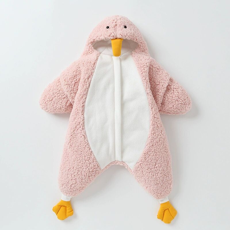 Cartoon Goose Shape Lamb Cashmere Autumn and Winter Sleeping Bag