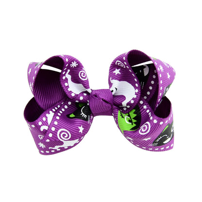 Halloween cartoon print bow barrettes