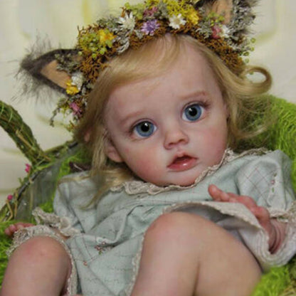 12 Inches Gloria Short Blonde Hair Open Eyes Reborn Doll Girl-Flo Fairy Serie