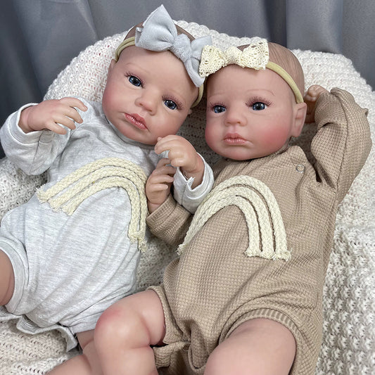 20 Inches Lifelike Blue Eyes Reborn Doll Twin Sisters-Loulou