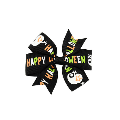 Halloween ribbed band bowknot children barrettes