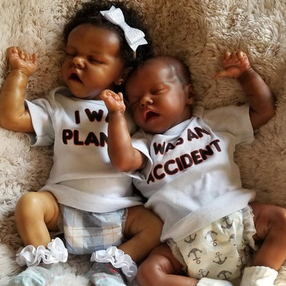 17'' Lifelike Wayne and Tyrone Reborn Dolls Twins Brother and Sister