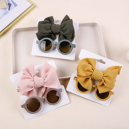 Bow Nylon Headband Sunglasses Two-Piece Set