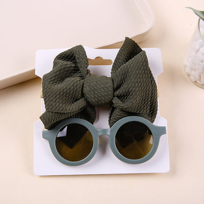 Bow Nylon Headband Sunglasses Two-Piece Set