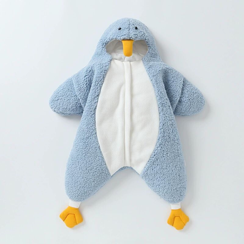 Cartoon Goose Shape Lamb Cashmere Autumn and Winter Sleeping Bag