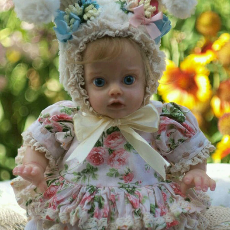 12 Inches Sweet Sabrina Short Blonde Hair Open Eyes Reborn Doll Girl-Flo Fairy Serie