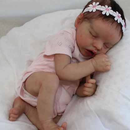 17 Inches Closed Eyes Brown Hair Reborn Doll Girls-Twin A