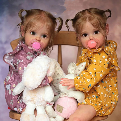 23 Inches Lifelike Fanny and Cherry Open Eyes Reborn Doll Twin Girls-Maggie Series