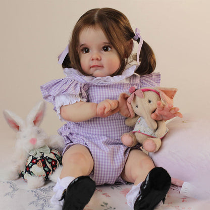 23 Inches Lifelike Sweet Yetta Brown Hair Reborn Doll Girl- Maggie Series