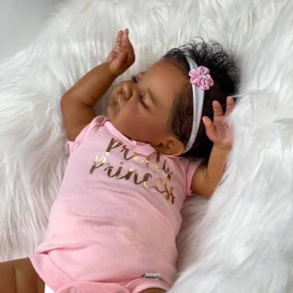 Andrea 19 Inches Lifelike Closed Eyes Dark Skin Reborn Doll-August