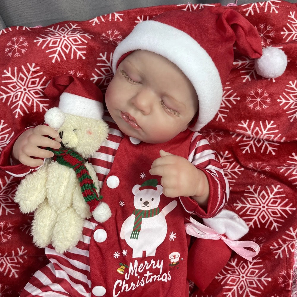 Shirley 20 inch Sleeping Reborn Dolls Girl with Christmas Clothes - Loulou