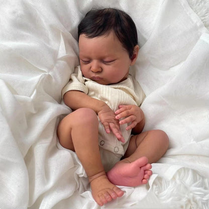 20 Inches Lifelike Closed Eyes Dark Skin Reborn Doll-Laura