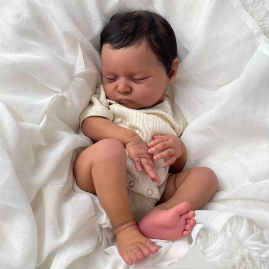 20 Inches Lifelike Closed Eyes Dark Skin Reborn Doll-Laura