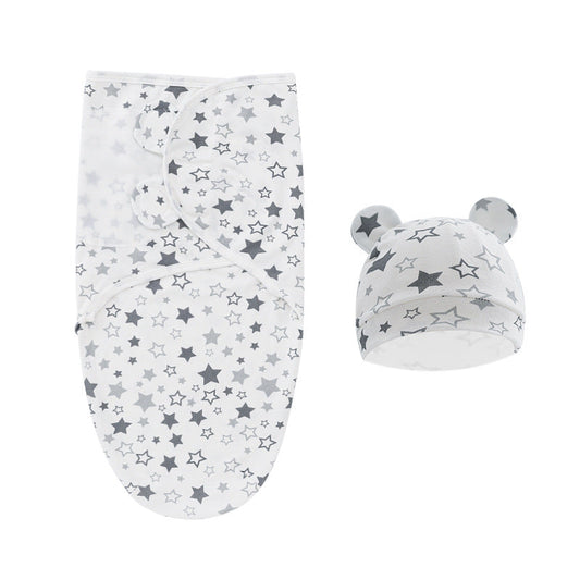 Star Newborn Swaddle Sleeping Bag Fetal Cap 2 Piece Set