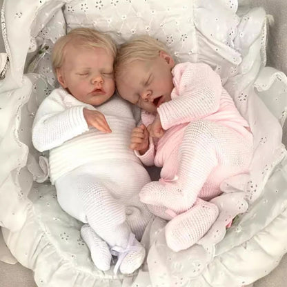 17 Inches Twin Reborn Dolls With Short Blonde Hair